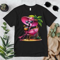 Flamingo Summer Vibes Beach Palm Tree Summer Vacation Premium T-Shirt