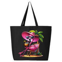 Flamingo Summer Vibes Beach Palm Tree Summer Vacation 25L Jumbo Tote