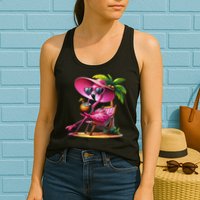 Flamingo Summer Vibes Beach Palm Tree Summer Vacation Womens Tank Top