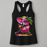 Flamingo Summer Vibes Beach Palm Tree Summer Vacation Womens Tank Top