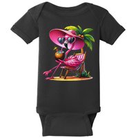 Flamingo Summer Vibes Beach Palm Tree Summer Vacation Baby Bodysuit