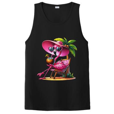 Flamingo Summer Vibes Beach Palm Tree Summer Vacation PosiCharge Competitor Tank