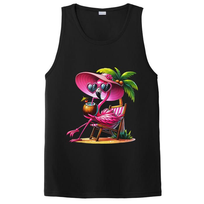 Flamingo Summer Vibes Beach Palm Tree Summer Vacation PosiCharge Competitor Tank