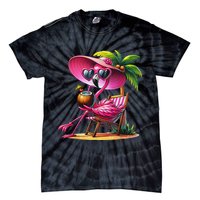 Flamingo Summer Vibes Beach Palm Tree Summer Vacation Tie-Dye T-Shirt