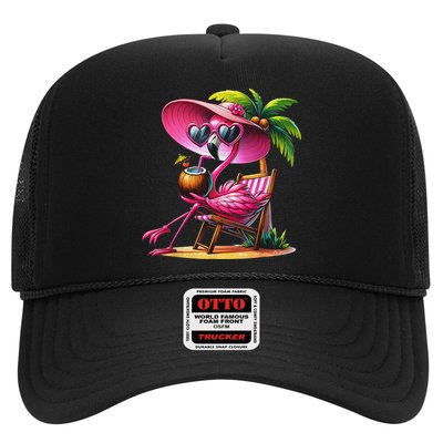 Flamingo Summer Vibes Beach Palm Tree Summer Vacation Hat