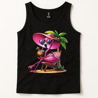 Flamingo Summer Vibes Beach Palm Tree Summer Vacation Tank Top