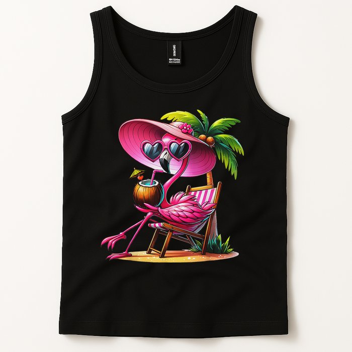 Flamingo Summer Vibes Beach Palm Tree Summer Vacation Tank Top