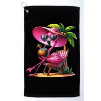 Flamingo Summer Vibes Beach Palm Tree Summer Vacation Golf Towel