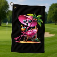 Flamingo Summer Vibes Beach Palm Tree Summer Vacation Golf Towel
