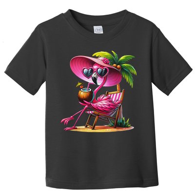 Flamingo Summer Vibes Beach Palm Tree Summer Vacation Toddler T-Shirt
