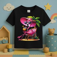 Flamingo Summer Vibes Beach Palm Tree Summer Vacation Toddler T-Shirt