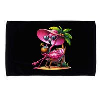 Flamingo Summer Vibes Beach Palm Tree Summer Vacation Microfiber Hand Towel