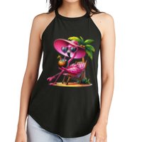 Flamingo Summer Vibes Beach Palm Tree Summer Vacation Women's Perfect Tri Rocker Tank