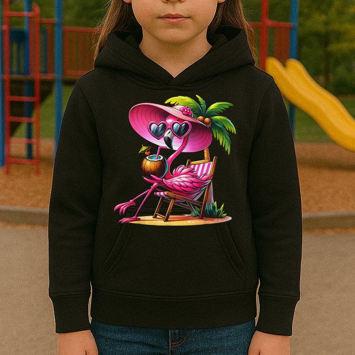 Flamingo Summer Vibes Beach Palm Tree Summer Vacation Kids Hoodie