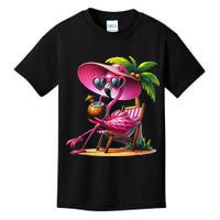 Flamingo Summer Vibes Beach Palm Tree Summer Vacation Kids T-Shirt