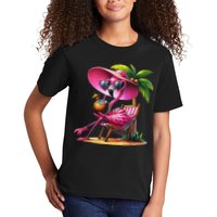 Flamingo Summer Vibes Beach Palm Tree Summer Vacation Kids T-Shirt