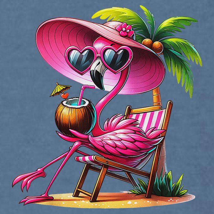 Flamingo Summer Vibes Beach Palm Tree Summer Vacation Garment-Dyed Sweatshirt