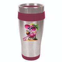 Flamingo Summer Vibes Beach Palm Tree Summer Vacation 16oz Travel Tumbler