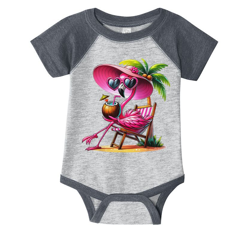 Flamingo Summer Vibes Beach Palm Tree Summer Vacation Infant Baby Jersey Bodysuit