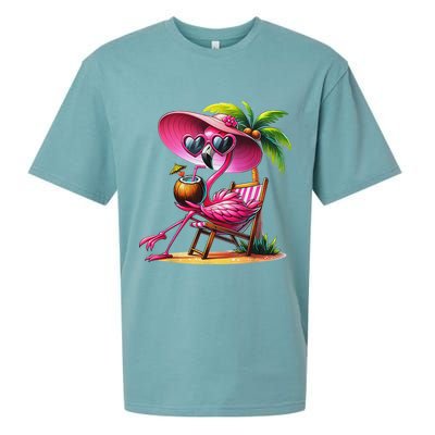 Flamingo Summer Vibes Beach Palm Tree Summer Vacation Sueded Cloud Jersey T-Shirt