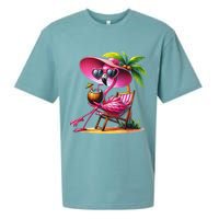Flamingo Summer Vibes Beach Palm Tree Summer Vacation Sueded Cloud Jersey T-Shirt
