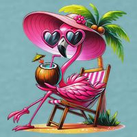 Flamingo Summer Vibes Beach Palm Tree Summer Vacation Sueded Cloud Jersey T-Shirt