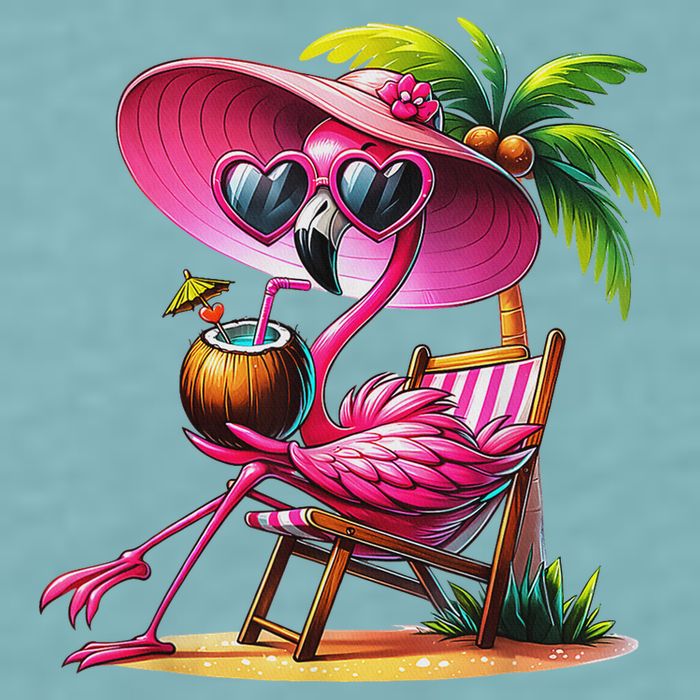 Flamingo Summer Vibes Beach Palm Tree Summer Vacation Sueded Cloud Jersey T-Shirt
