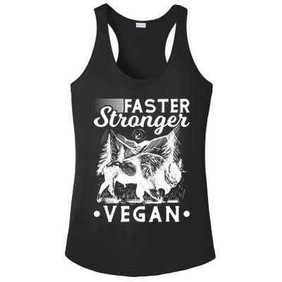 Faster Stronger Vegan Fitness Bison Vegetarian Gift Ladies PosiCharge Competitor Racerback Tank