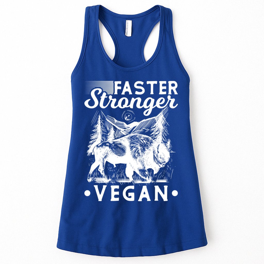 Faster Stronger Vegan Fitness Bison Vegetarian Gift Womens Tank Top