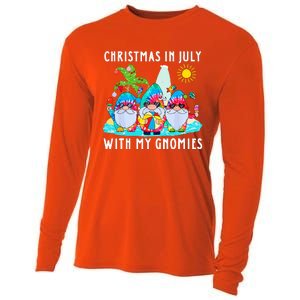 Funny Summer Vacation Gnomies Gnomes For Christmas In July Cooling Performance Long Sleeve Crew