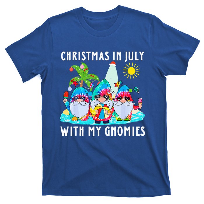 Funny Summer Vacation Gnomies Gnomes For Christmas In July T-Shirt