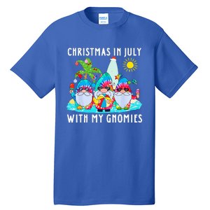 Funny Summer Vacation Gnomies Gnomes For Christmas In July Tall T-Shirt