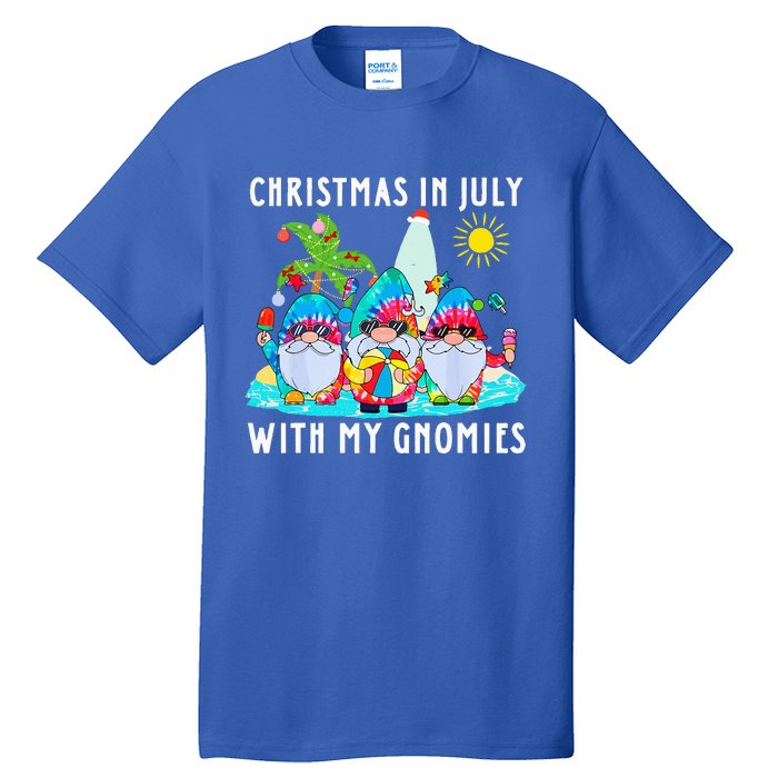 Funny Summer Vacation Gnomies Gnomes For Christmas In July Tall T-Shirt