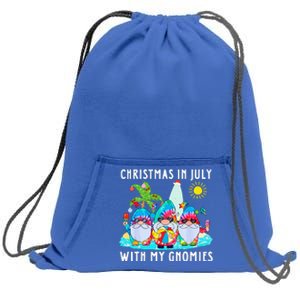 Funny Summer Vacation Gnomies Gnomes For Christmas In July Sweatshirt Cinch Pack Bag