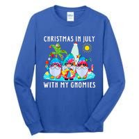 Funny Summer Vacation Gnomies Gnomes For Christmas In July Tall Long Sleeve T-Shirt