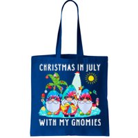 Funny Summer Vacation Gnomies Gnomes For Christmas In July Tote Bag