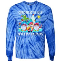 Funny Summer Vacation Gnomies Gnomes For Christmas In July Tie-Dye Long Sleeve Shirt