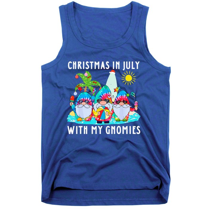 Funny Summer Vacation Gnomies Gnomes For Christmas In July Tank Top