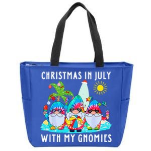 Funny Summer Vacation Gnomies Gnomes For Christmas In July Zip Tote Bag