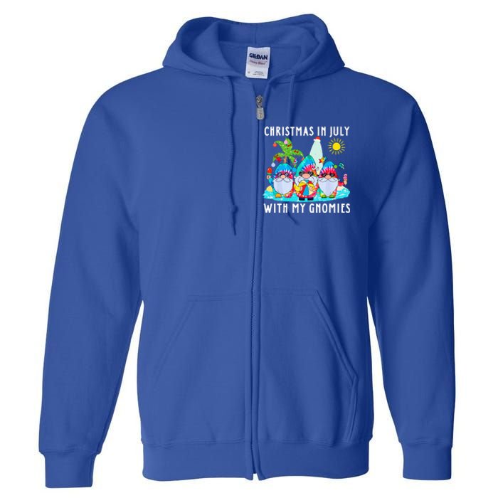 Funny Summer Vacation Gnomies Gnomes For Christmas In July Full Zip Hoodie