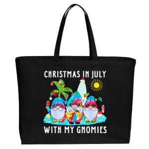 Funny Summer Vacation Gnomies Gnomes For Christmas In July Cotton Canvas Jumbo Tote