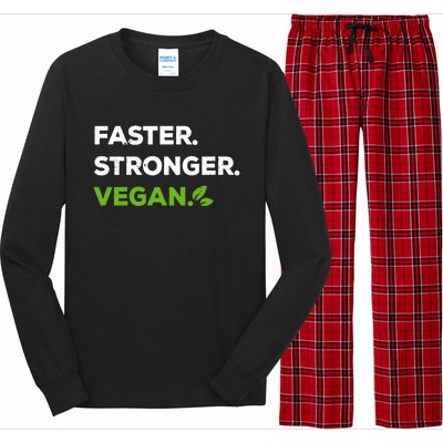 Faster Stronger Vegan Veggie Food Vegan Gift Long Sleeve Pajama Set