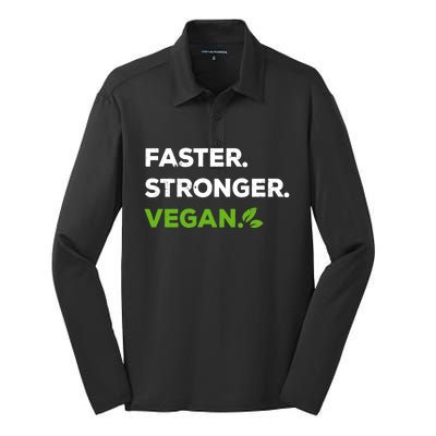 Faster Stronger Vegan Veggie Food Vegan Gift Silk Touch Performance Long Sleeve Polo