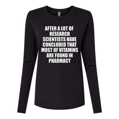 Funny Scientist Vitamins Pharmacy Womens Cotton Relaxed Long Sleeve T-Shirt