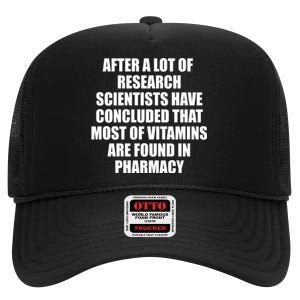 Funny Scientist Vitamins Pharmacy High Crown Mesh Back Trucker Hat