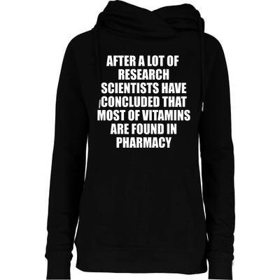 Funny Scientist Vitamins Pharmacy Womens Funnel Neck Pullover Hood