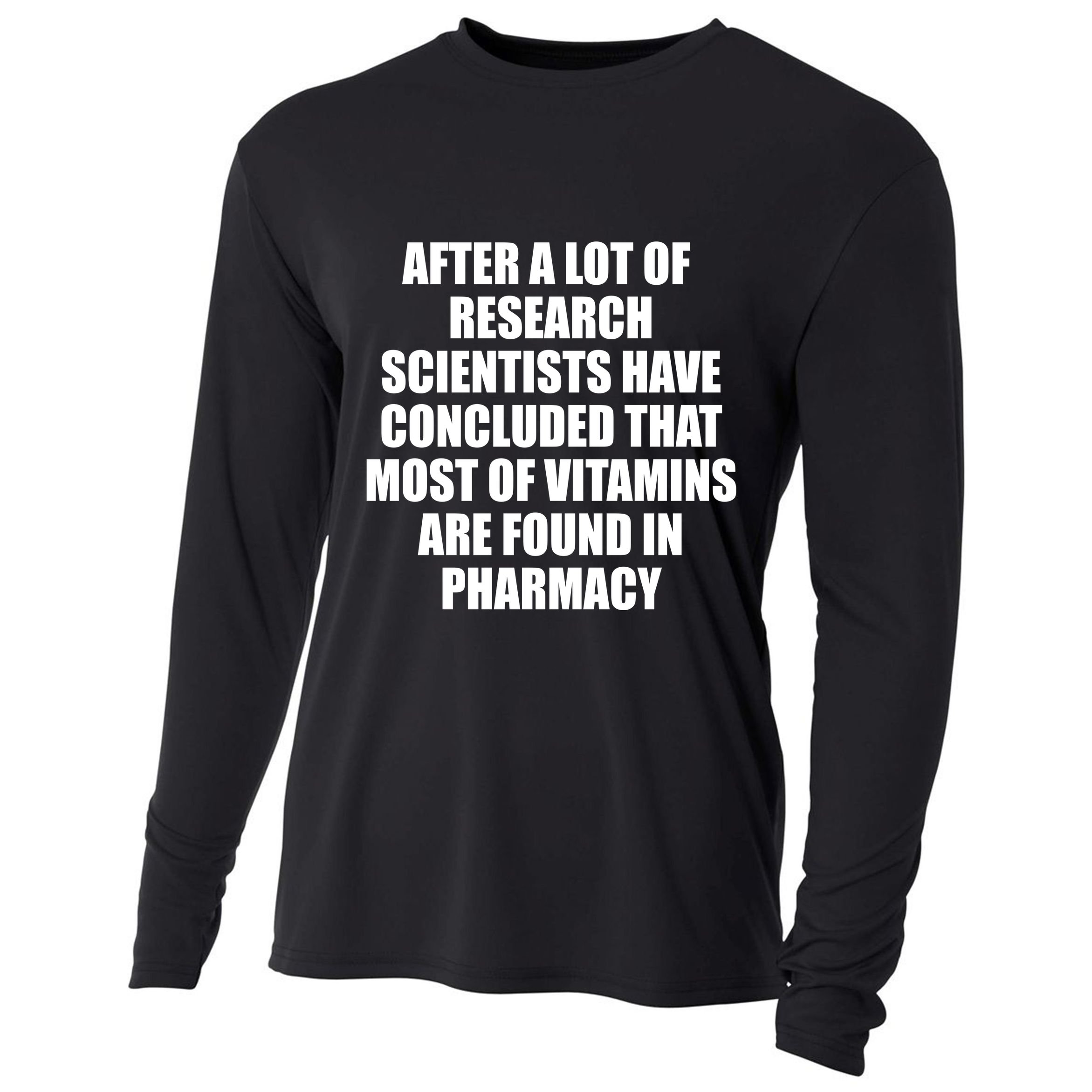 Funny Scientist Vitamins Pharmacy Cooling Performance Long Sleeve Crew