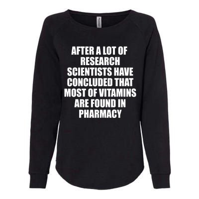 Funny Scientist Vitamins Pharmacy Womens California Wash Sweatshirt