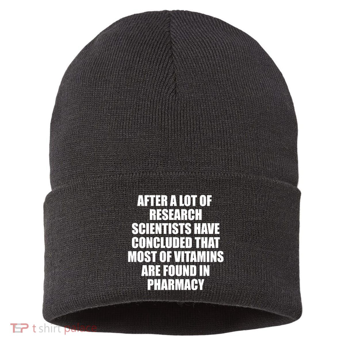 Funny Scientist Vitamins Pharmacy Sustainable Knit Beanie