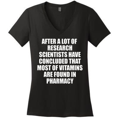 Funny Scientist Vitamins Pharmacy Women's V-Neck T-Shirt